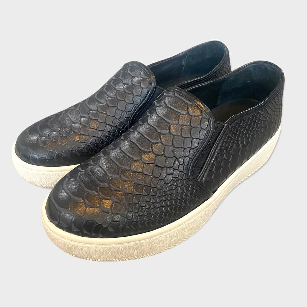 J Slides Black Snakeskin Sneakers Size 9